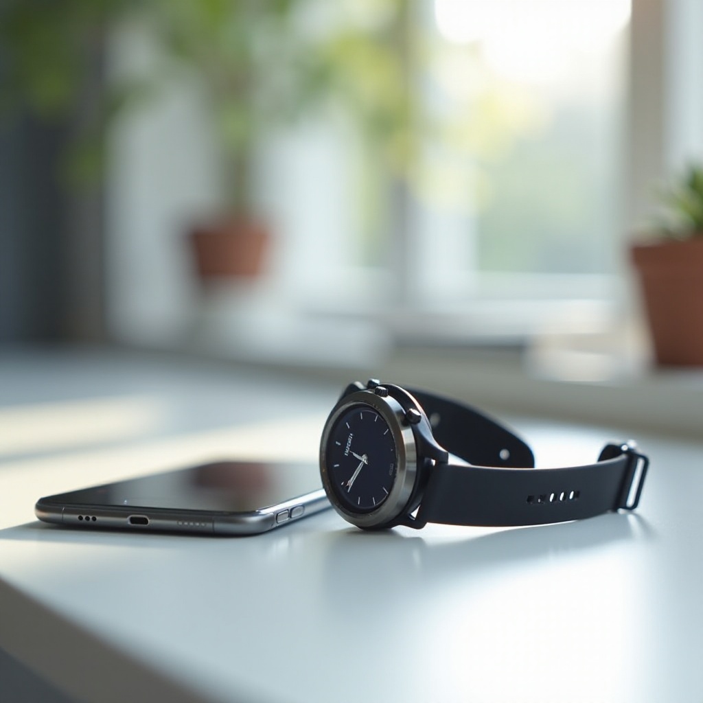 mit dem Samsung-Telefon verbundene Uhr